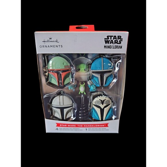 Hallmark Star Wars: The Mandalorian 4 Mini Ornaments And Mini Tree Topper/New - Picture 1 of 2